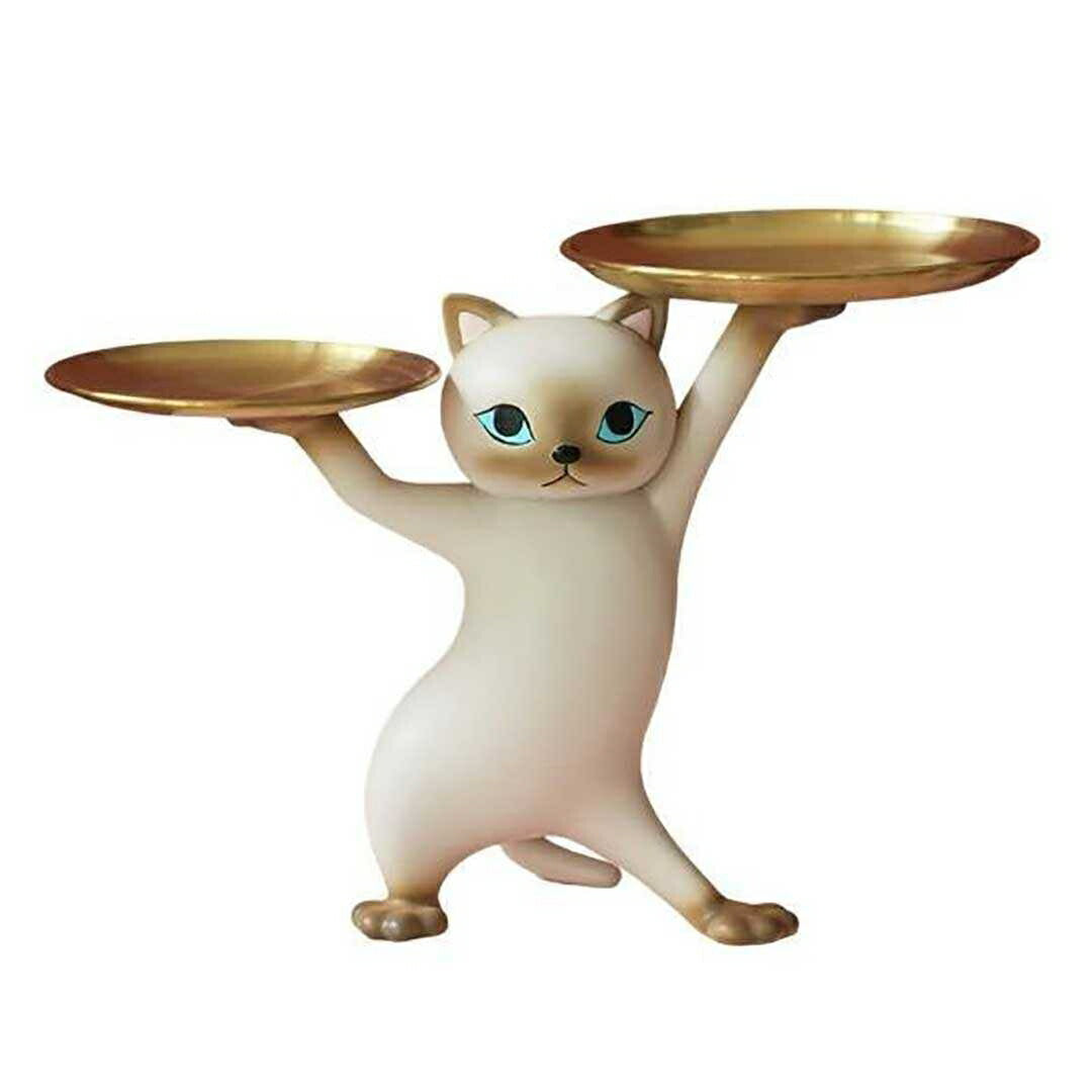 インテリア オブジェ | 猫デザイン ミニサイドテーブル 高さ23cm