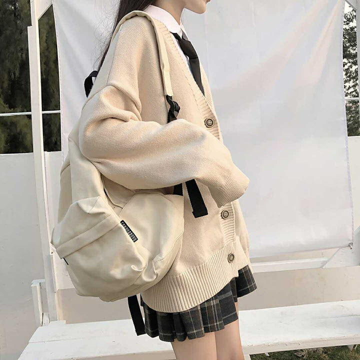 アウター ジャケット | ベージュ スクールニット カーディガン - 男女兼用 学生服