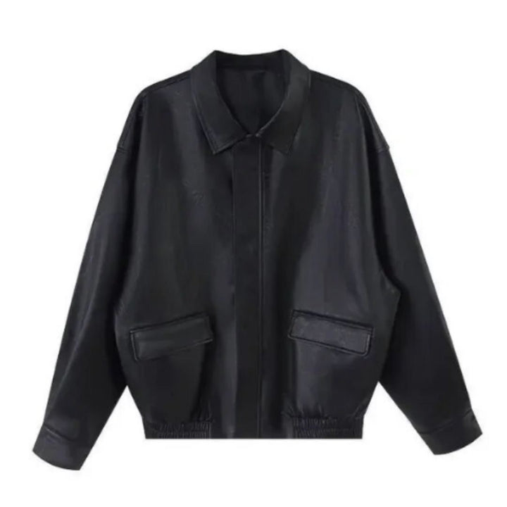 アウター ジャケット | オーバーサイズ フェイクレザージャケット ブラック【秋冬・ユニセックス】