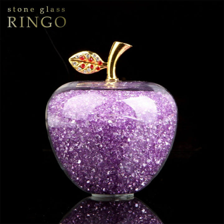 インテリア オブジェ | 紫色クリスタルガラスのりんご置き物 - 運気アップインテリア