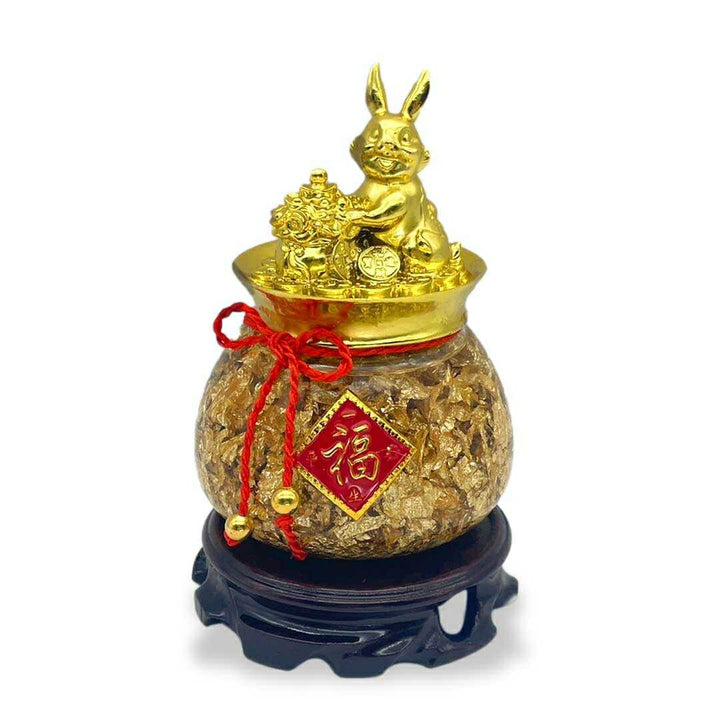風水 インテリア | ゴールド兎干支置物・福を呼ぶ台座付きインテリア
