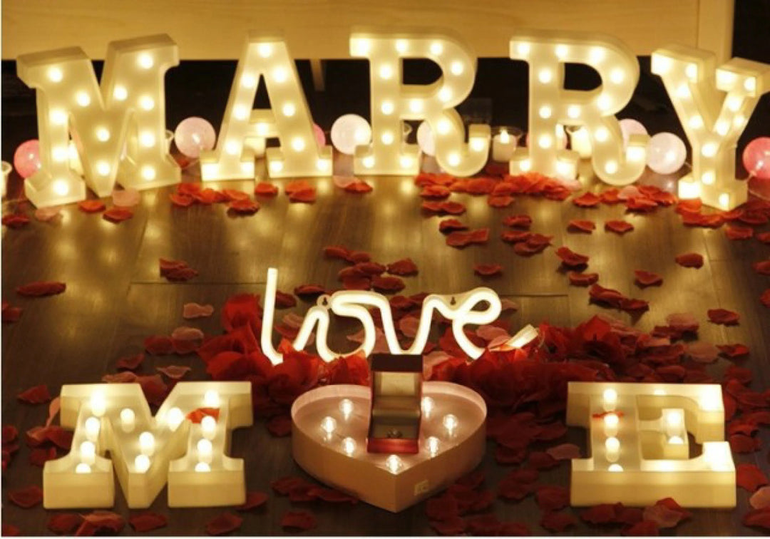 インテリア照明 | 特大アルファベットマーキーライト3点セット - イニシャルデザインランプ