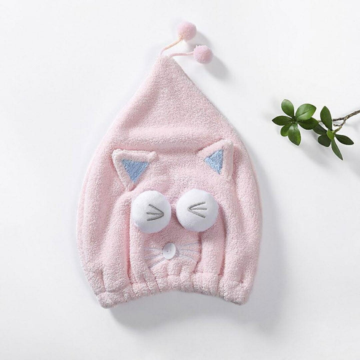 小物 その他 | 速乾ヘアタオル ネコ＆トナカイデザイン 髪を優しく包むボタン付き