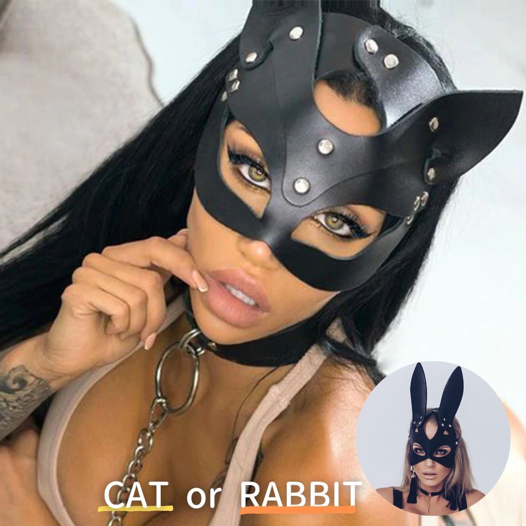 仮装 | ハロウィン用フェイクレザー兎or猫コスプレ仮面