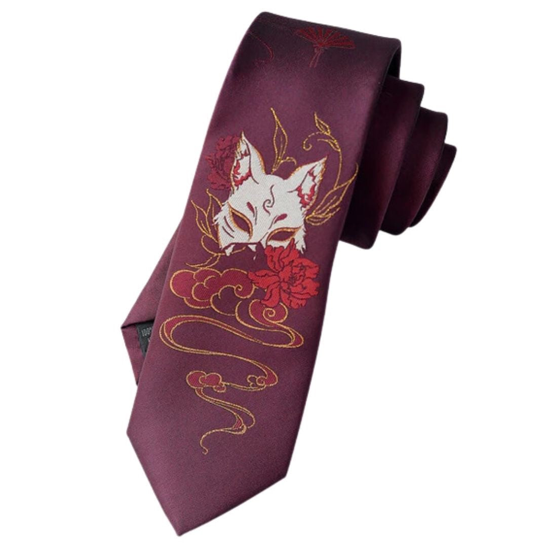 男性ファッション その他 | 黒狐・赤狐柄ネクタイ 和風デザイン for ビジネス・パーティー