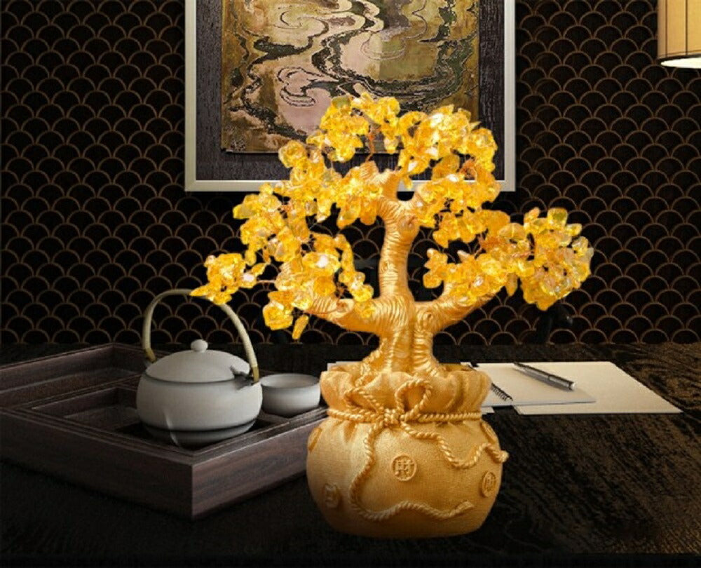 風水 インテリア | 黄金木シトリン風水置物 - 金運・財運アップパワーストーン