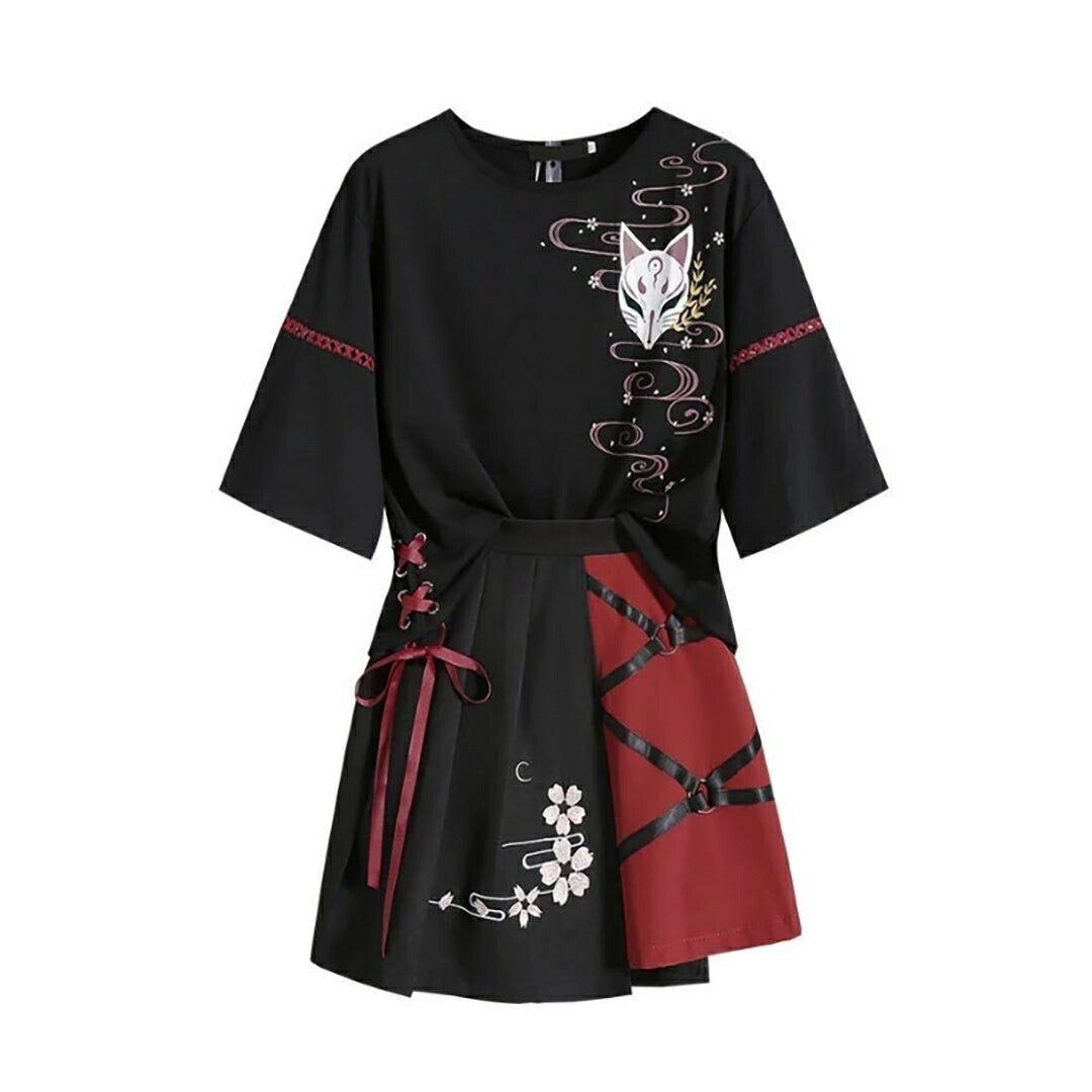 はっぴ 和服 | 桜狐和装セット レディース 半袖トップス＆スカート