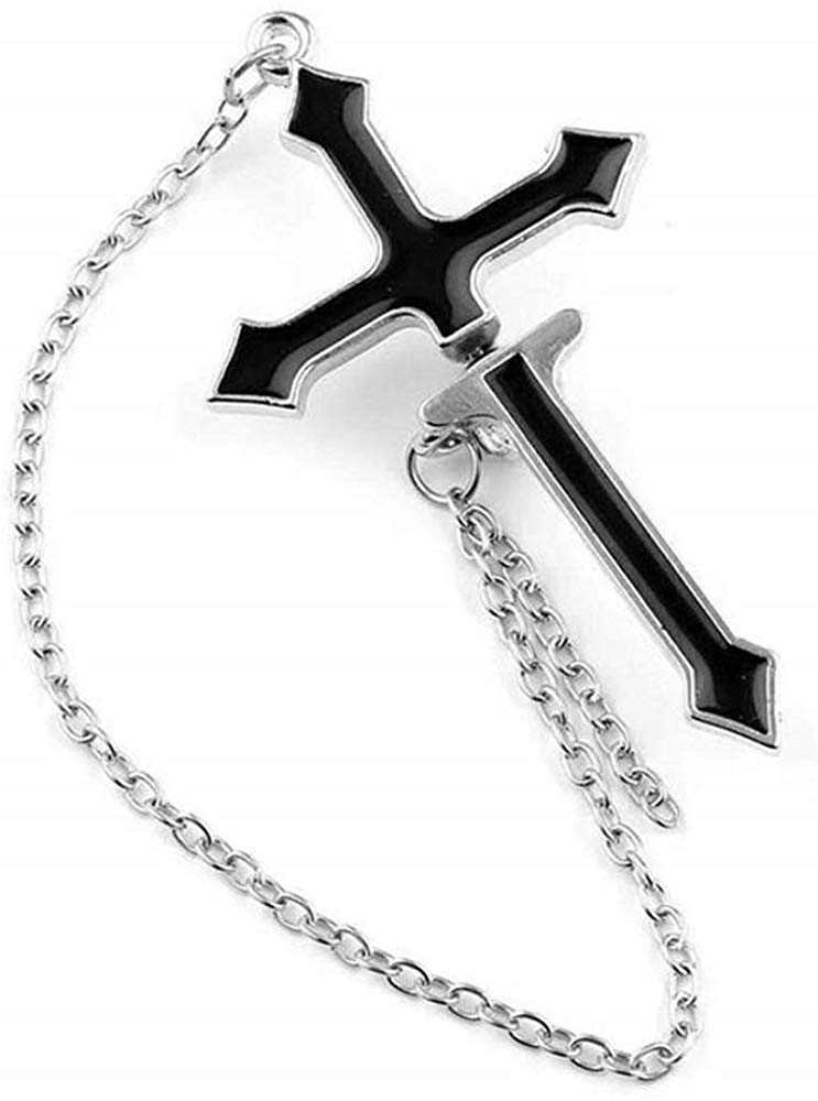 ピアス イヤーカフ | ブラッククロスチェーンピアス ユニセックス