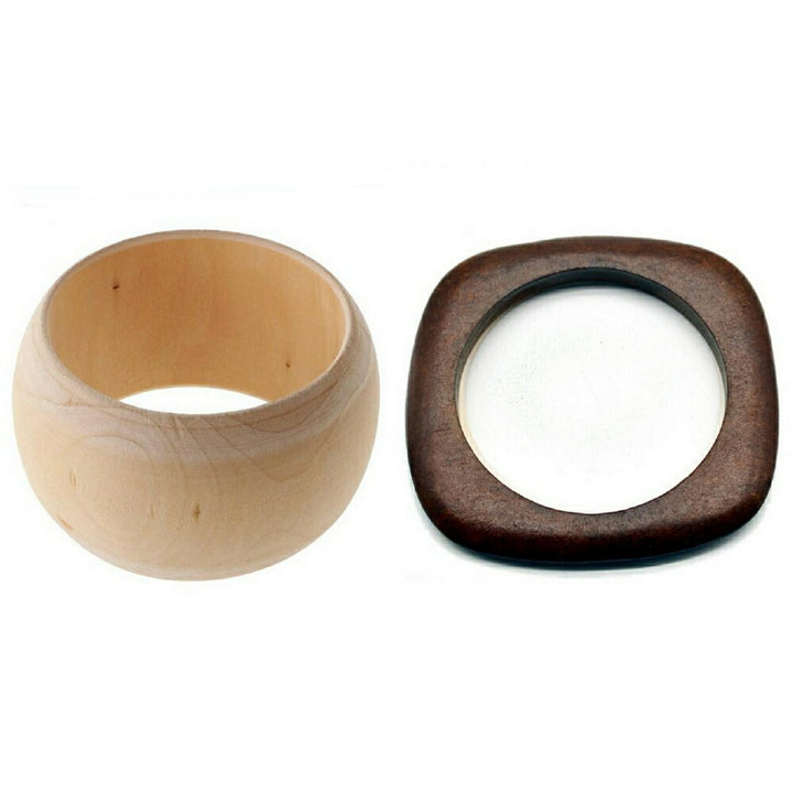 ブレスレット | 北欧風ナチュラルウッドバングル＆スクエアリングセット