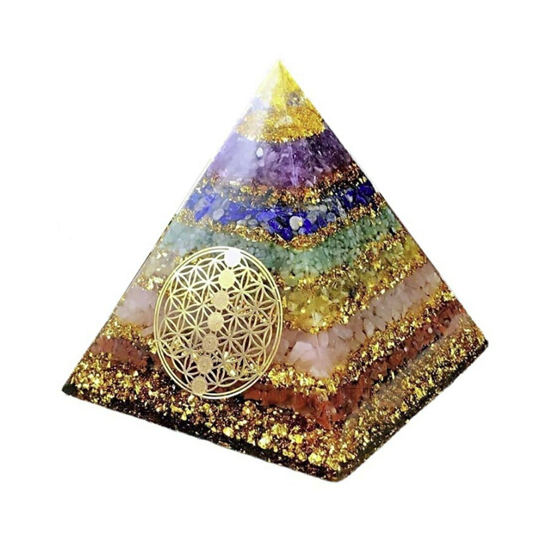 風水 インテリア | ゴールドグラデーション・チャクラオルゴナイトピラミッド