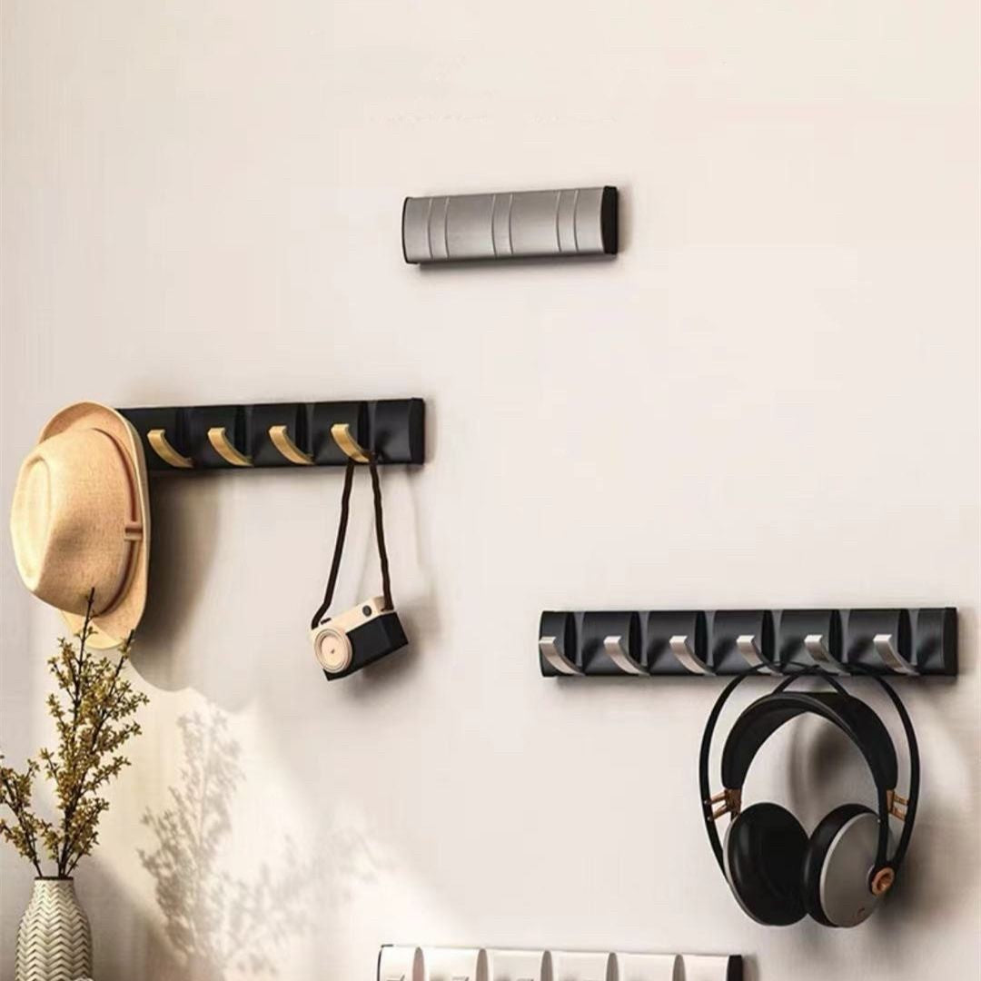 インテリア雑貨 その他 | ブラックゴールド 5連折りたたみウォールフック - キッチン・バスルーム用