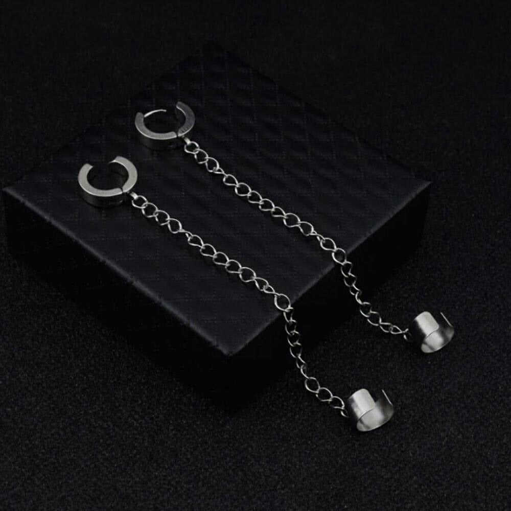 ピアス イヤーカフ | ユニセックス イヤーカフ リングチェーン アクセサリー