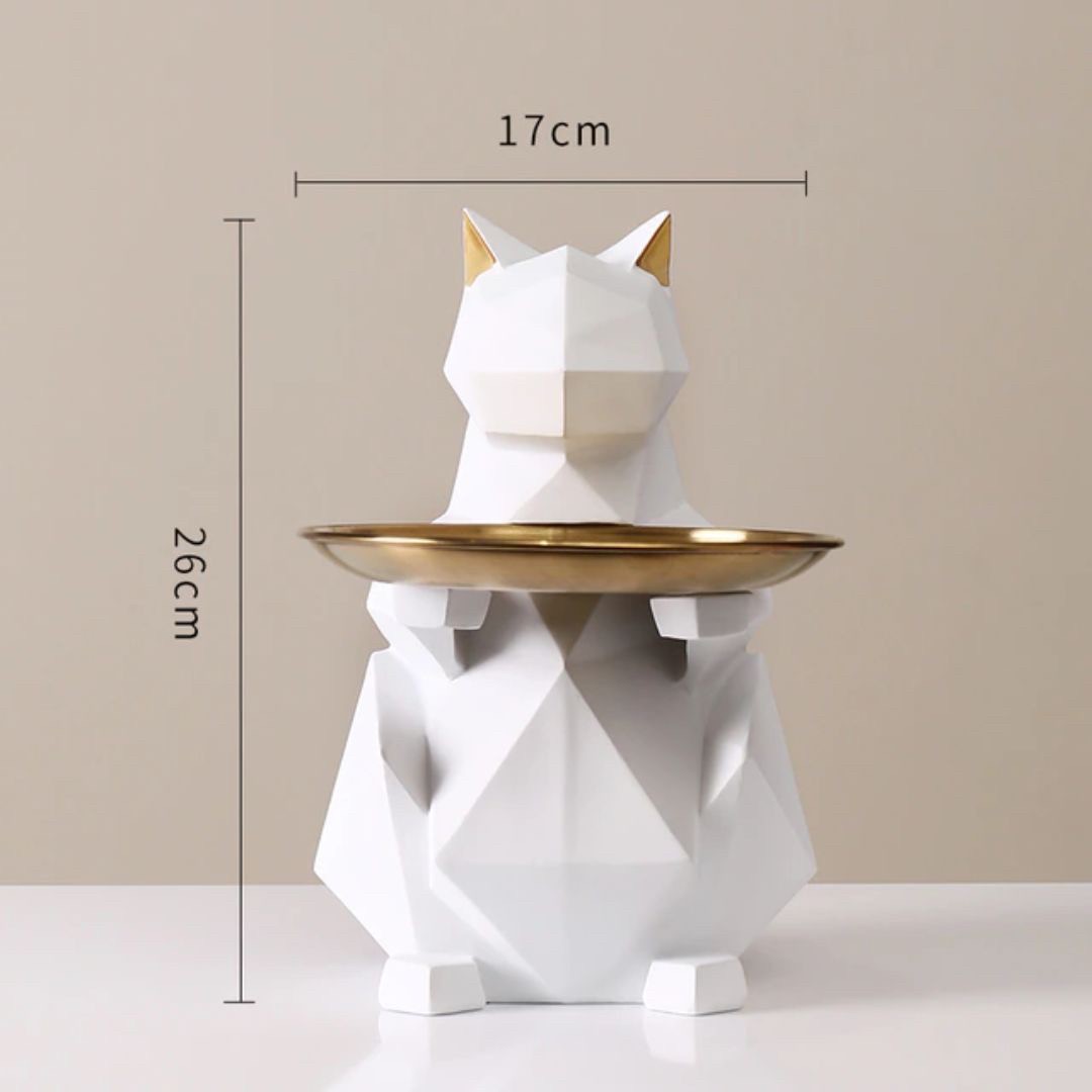 インテリア オブジェ | ポリゴン猫の小物入れ - シンプルでおしゃれなインテリア収納
