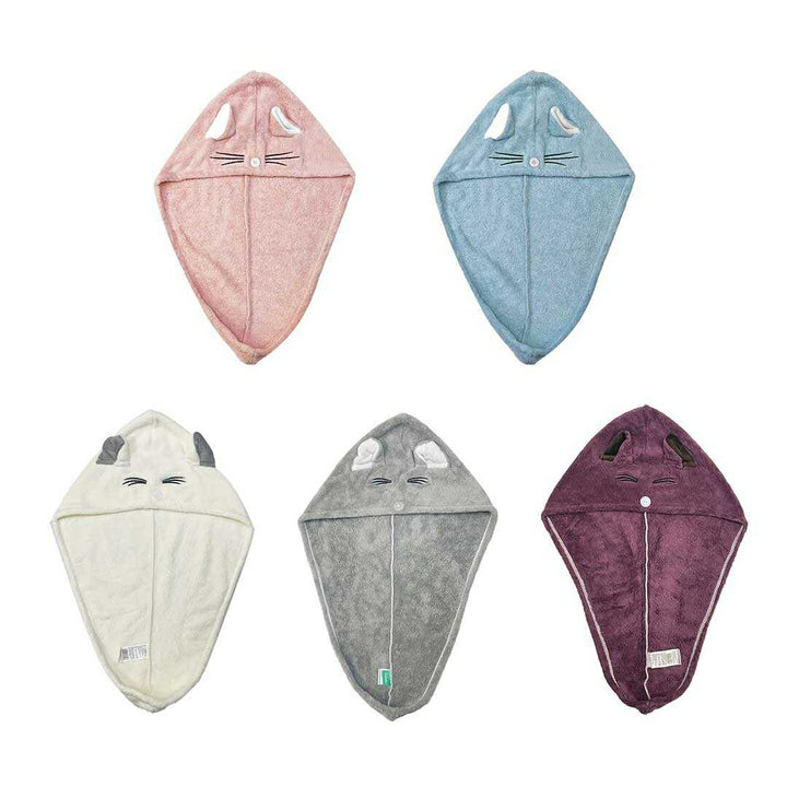 小物 その他 | 速乾ヘアタオル「猫デザイン」- ボタン付きで固定、髪のダメージ軽減