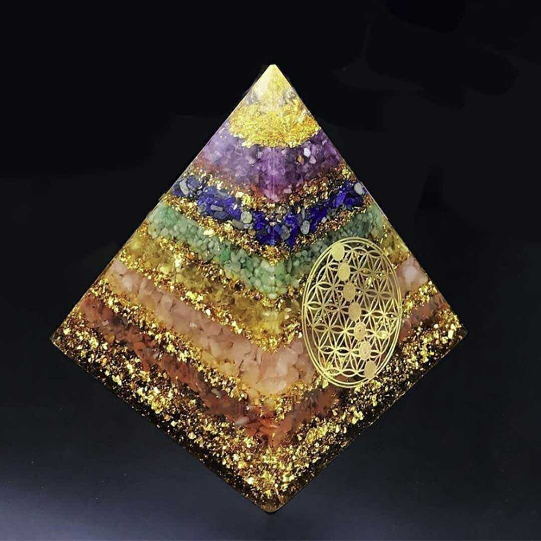 風水 インテリア | ゴールドグラデーション・チャクラオルゴナイトピラミッド