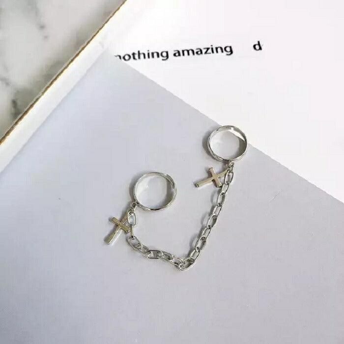 リング | ユニセックス・クロスチェーンリング | ステンレス製フリーサイズ