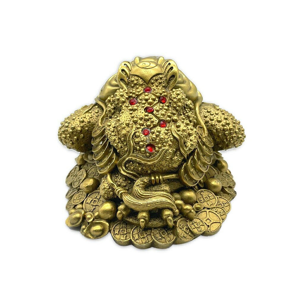 風水 インテリア | 金運アップ古銭カエル置物 - 商売繁盛・開店祝いに最適