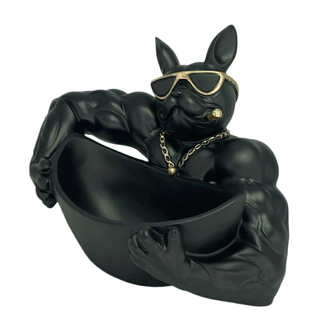 インテリア オブジェ | ブルドッグ置物 小物入れ・貯金箱 ブラックサングラス付き