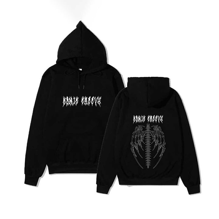 パーカー 女性 | 羽根と骨のデザインパーカー ユニセックス 長袖