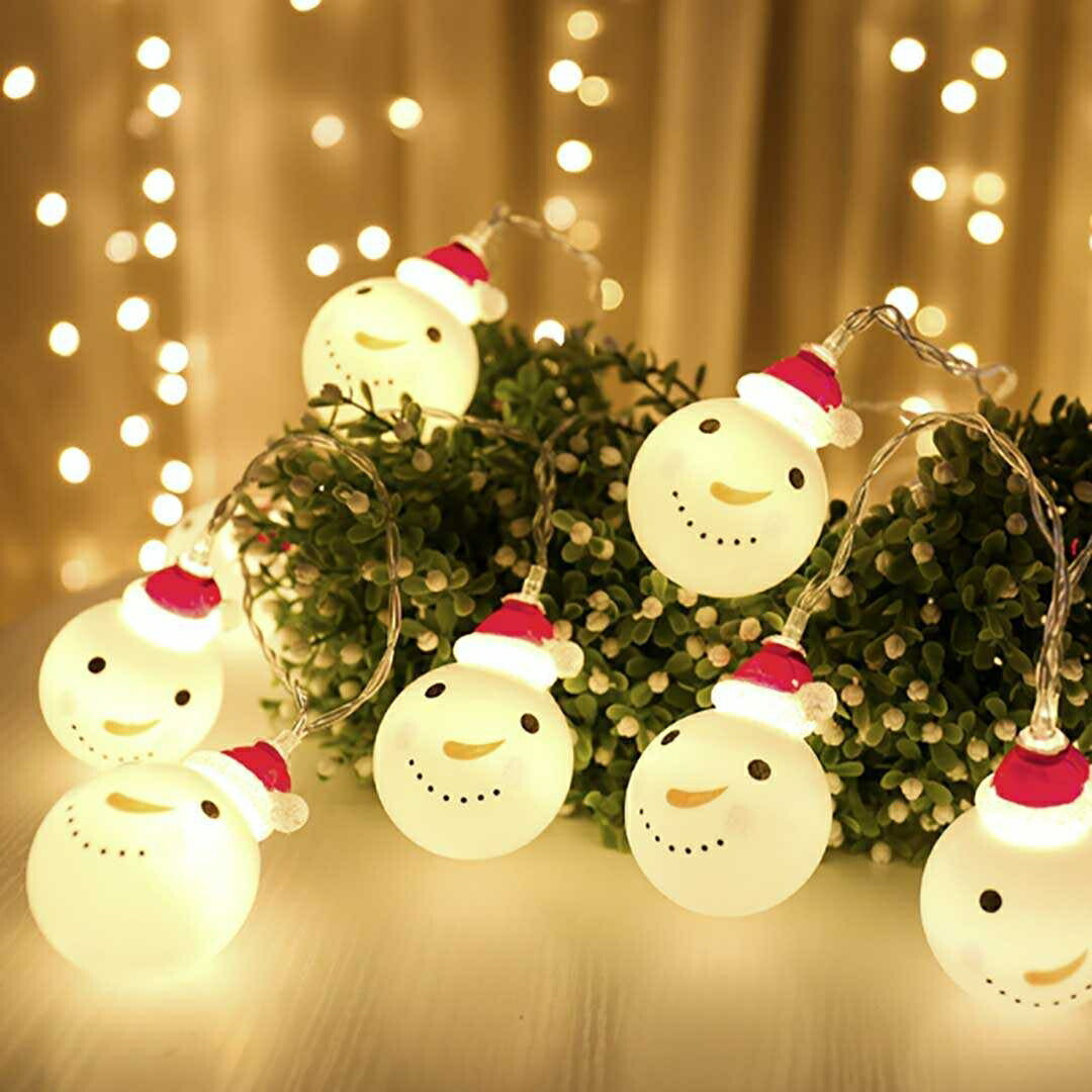 イベントグッズ | クリスマスLEDイルミネーションライト 丸型サンタor雪だるま 防水2m