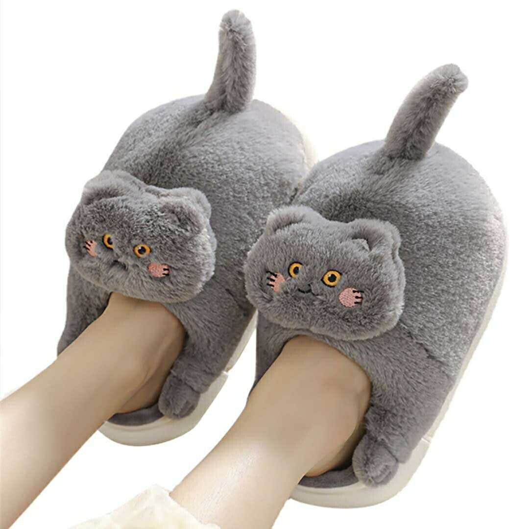 インテリア グッズ | ふわふわ猫の抱きつきぬいぐるみスリッパ