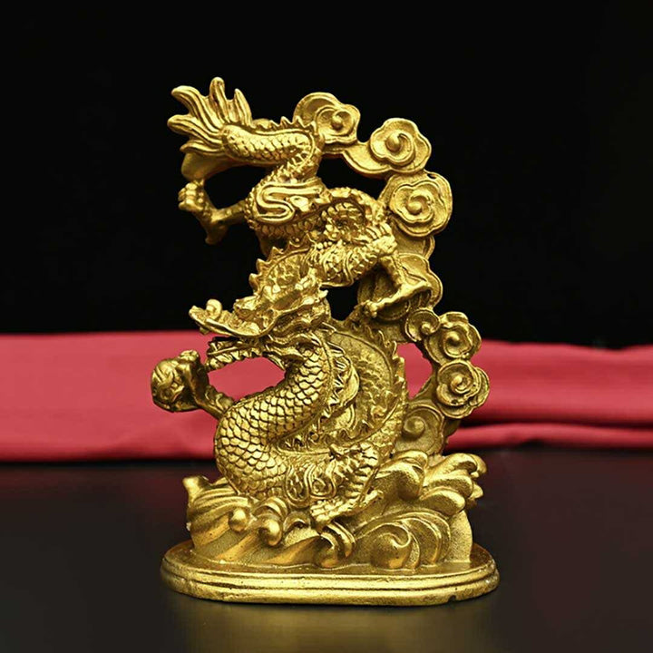 風水 インテリア | 風水 鳳凰と龍 ゴールド置物セット - 開運・金運向上