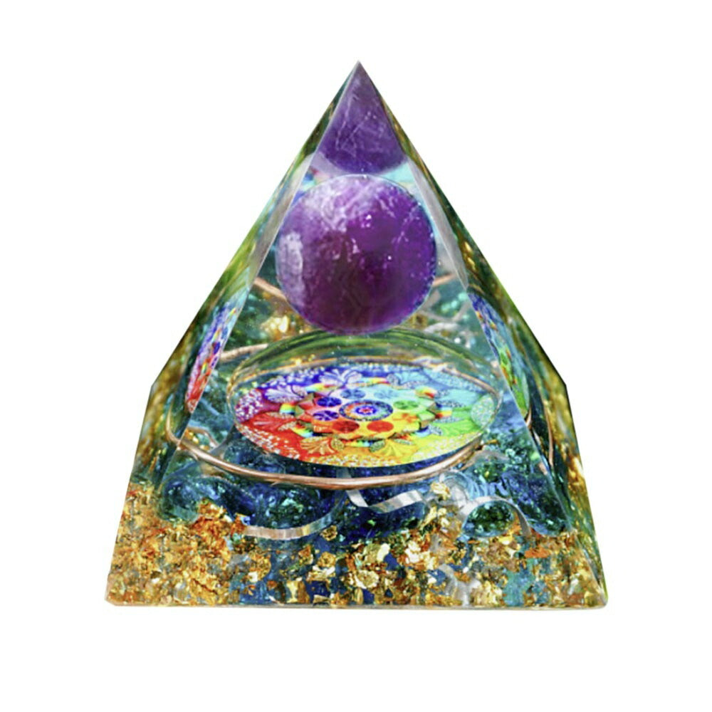 風水 インテリア | 惑星モチーフのオルゴナイト置物 - チャクラストーン＆金箔入り