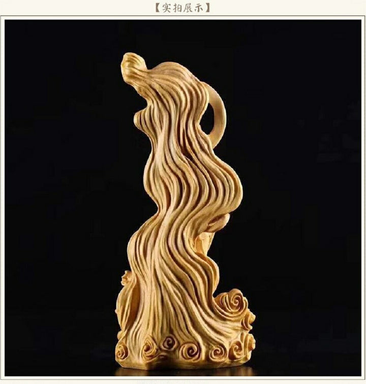 風水 インテリア | 高級天然ツゲ木彫り観音立像・風水透かし彫り仏像