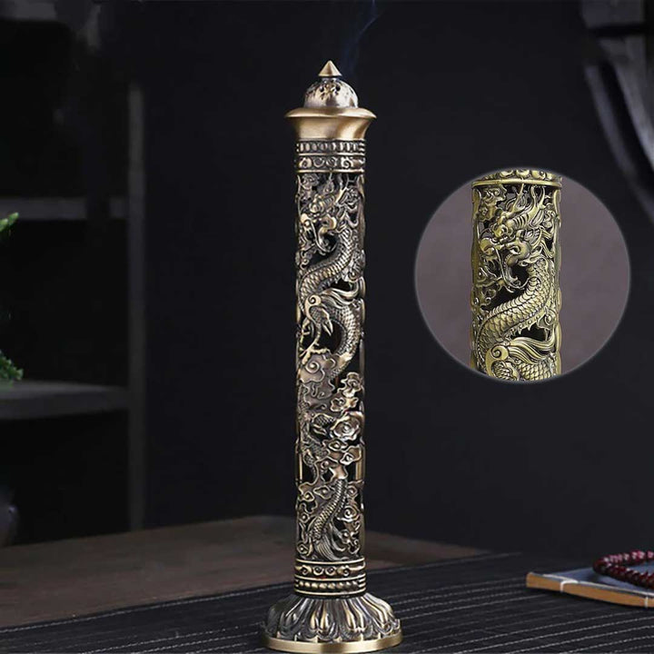 お香 | 龍と鳳凰の彫刻お香立て 選べる二色 - 開運風水インテリア