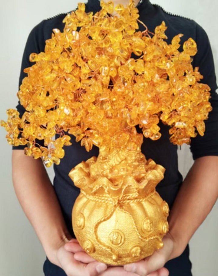 風水 インテリア | 超特大黄金木招財樹 シトリン天然石 置物 - 開運・金運上昇祈願