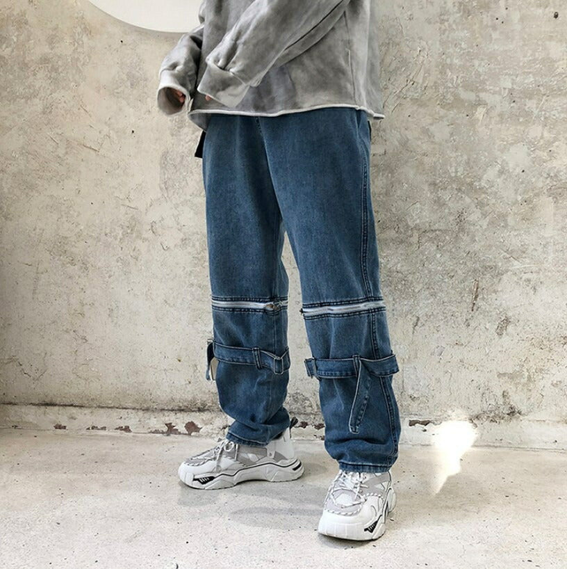 ボトムス 男性 | ヴィンテージ風デニムジーパン | 韓国ファッション
