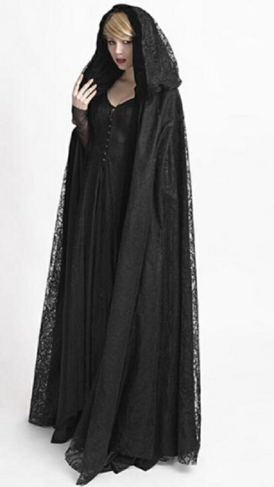 ワンピース ドレス | ハロウィン用女性魔女コスプレ衣装：フード付き黒ローブ