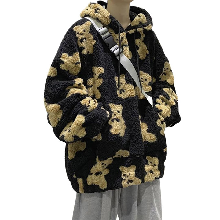 パーカー 女性 | モコモコテディベアパーカー ブラック 長袖 ユニセックス