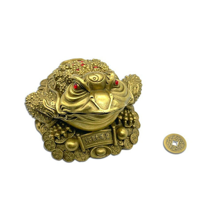 風水 インテリア | 金運アップ古銭カエル置物 - 商売繁盛・開店祝いに最適