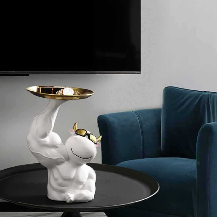 インテリア オブジェ | マッスル牛デザイン サイドテーブル 高さ26cm