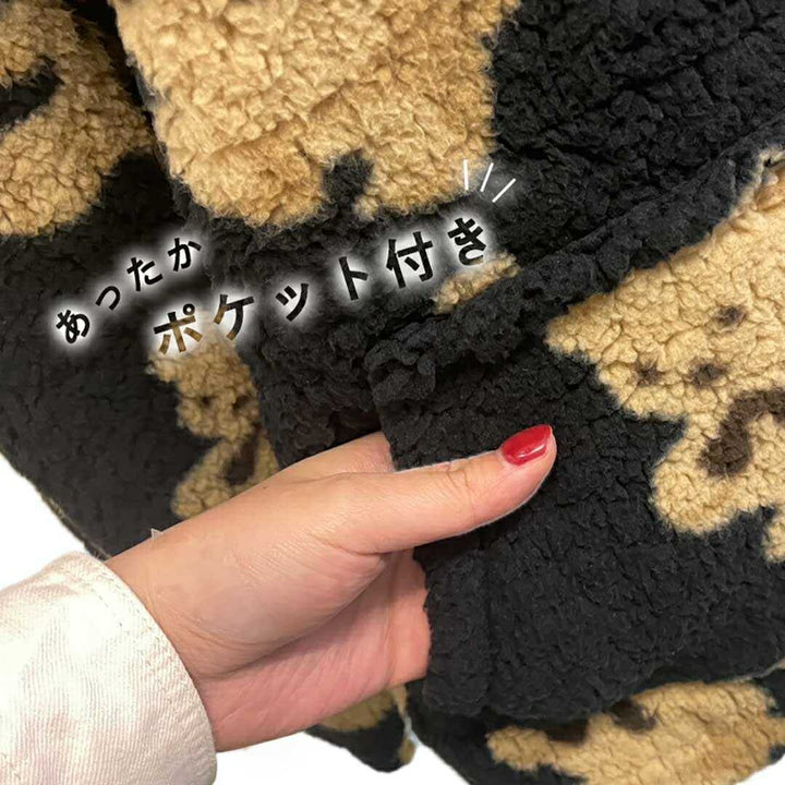パーカー 女性 | モコモコテディベアパーカー ブラック 長袖 ユニセックス