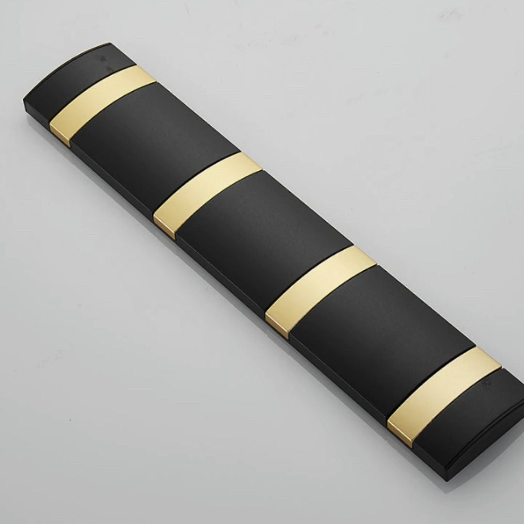 インテリア雑貨 その他 | ブラックゴールド 5連折りたたみウォールフック - キッチン・バスルーム用