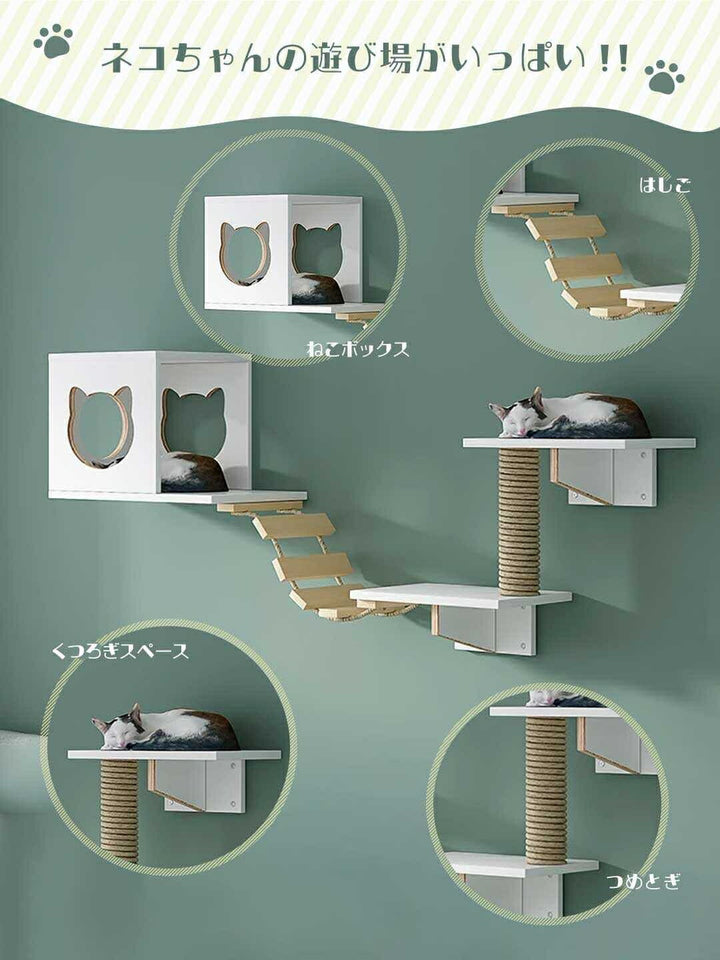 ペットグッズ | 壁掛けキャットタワー・クライミングウォール付き
