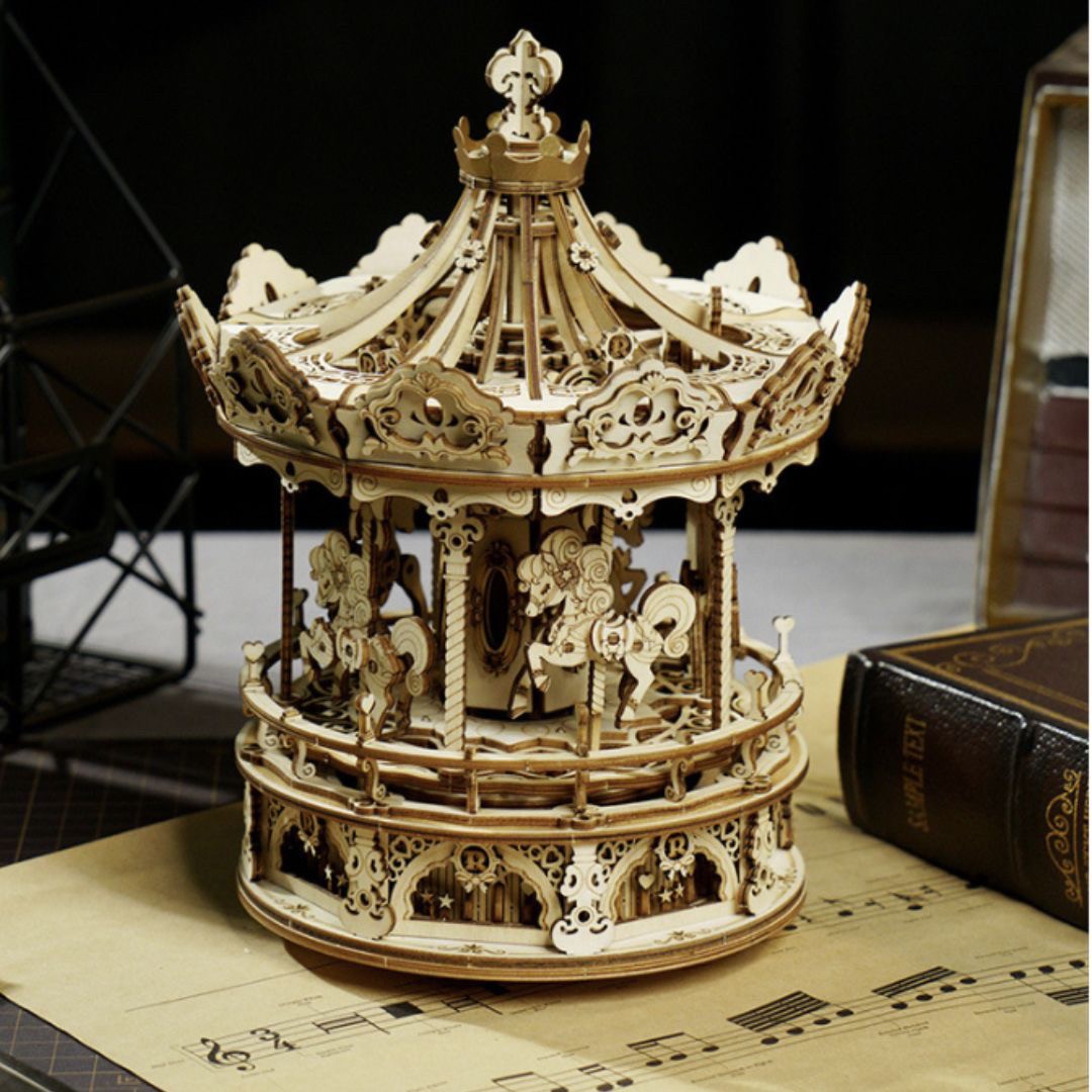 玩具 | LED付き木製メリーゴーランドオルゴールキット