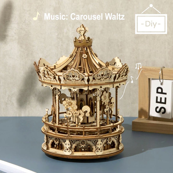 玩具 | LED付き木製メリーゴーランドオルゴールキット