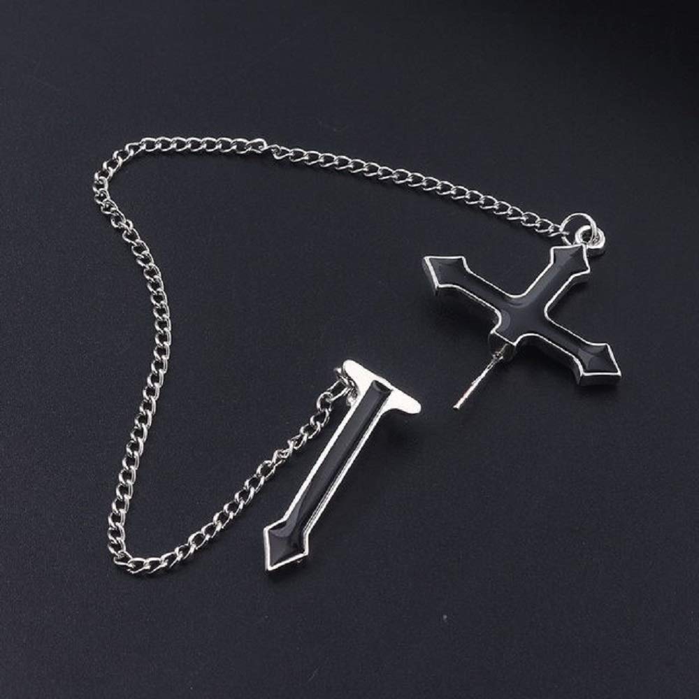 ピアス イヤーカフ | ブラッククロスチェーンピアス ユニセックス