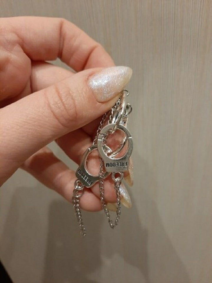 リング | シルバーハンドカフスチェーンピアス | ユニークな両耳用スタッドピアス