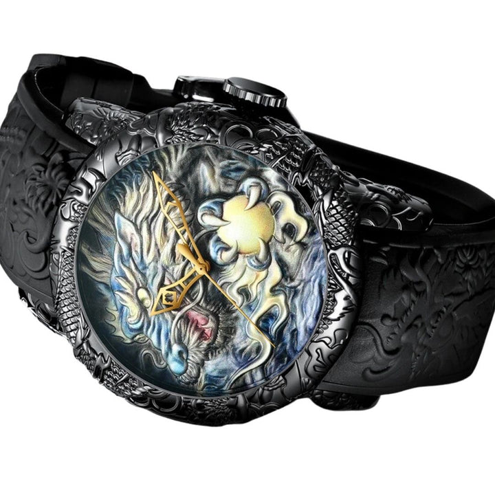 腕時計 | BIDEN 龍の頭デザイン腕時計 - ブラック/ゴールド