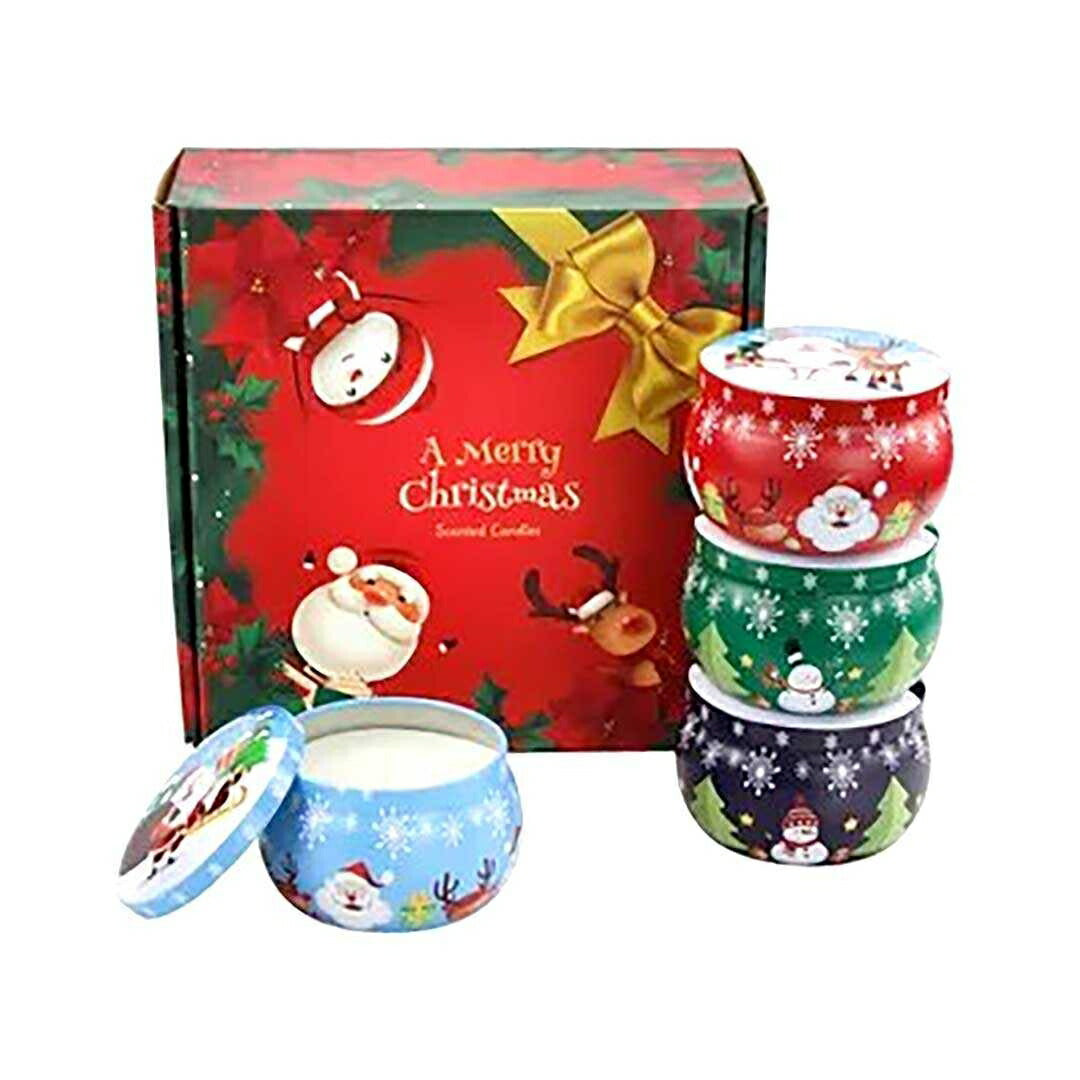 インテリア雑貨 その他 | クリスマス アロマキャンドルセット - ソイワックス缶入り4個