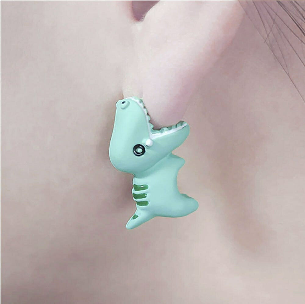 ピアス イヤーカフ | 恐竜噛みつきピアス 2個セット - ユニーク3Dアニマルデザイン