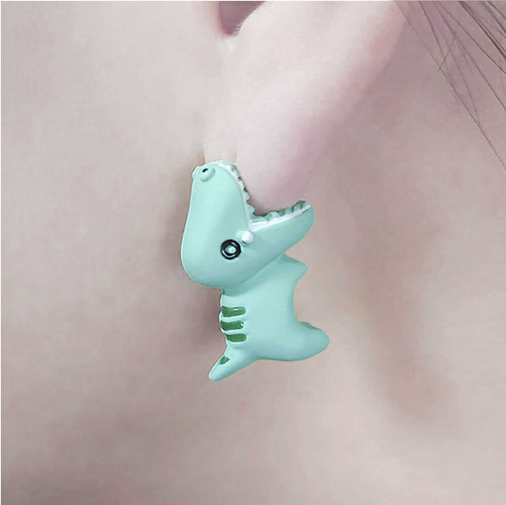 ピアス イヤーカフ | 恐竜噛みつきピアス 2個セット - ユニーク3Dアニマルデザイン