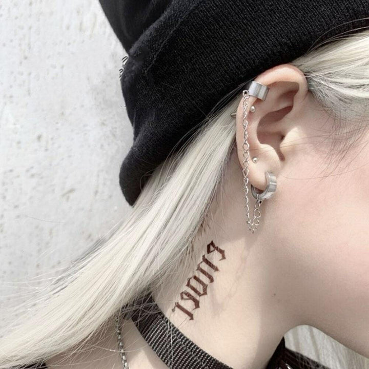 ピアス イヤーカフ | ユニセックス イヤーカフ リングチェーン アクセサリー