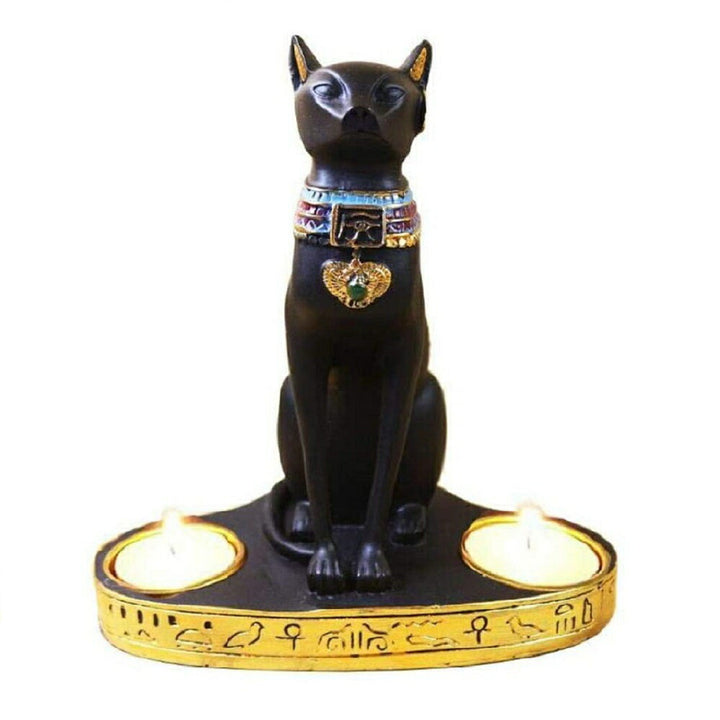 インテリア オブジェ | バステト神 キャンドルスタンド | 猫型エジプシャンフィギュア