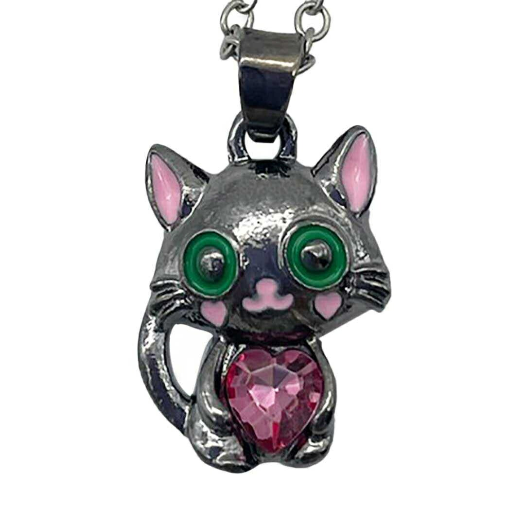 ネックレス | ピンクジルコニア猫モチーフネックレス