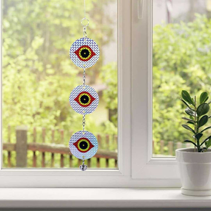 虫よけ 鳥よけ | 丸型反射板鳥よけベル2個セット - ベランダ・家庭菜園用